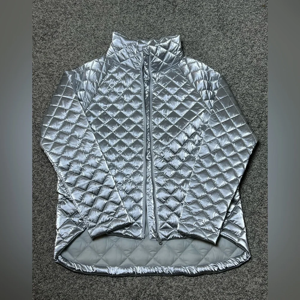 Athleta Whisper Featherless Metallic Jacket Silver Women's Small size - Picture 10 of 13